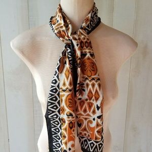 Oscar De La Renta Silk Scarf Brown and Black
